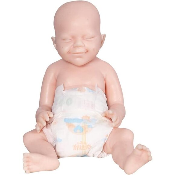 18 inch Full Body Platinum Unpainted Silicone Bald Baby Dolls Newborn Boy